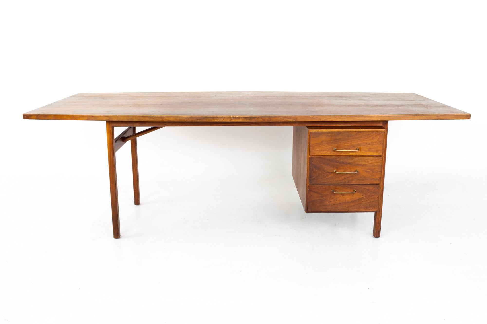 Mid-Century Modern Jens Risom Mid Century Surfboard Walnut Executive Desk