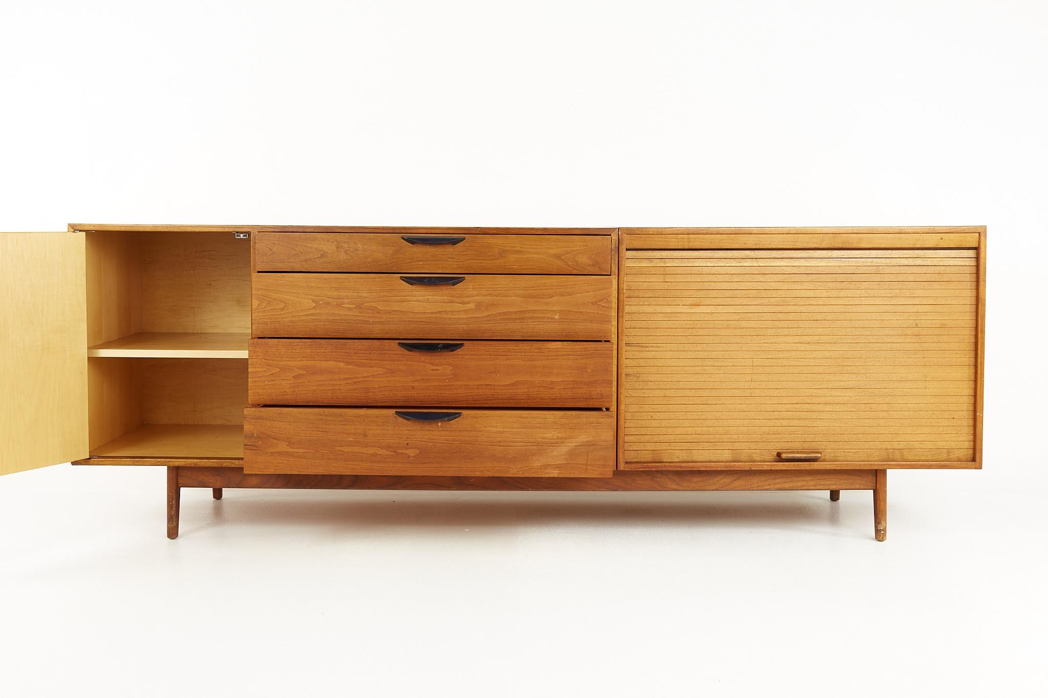 Jens Risom Mid Century Tambour Door Credenza 1
