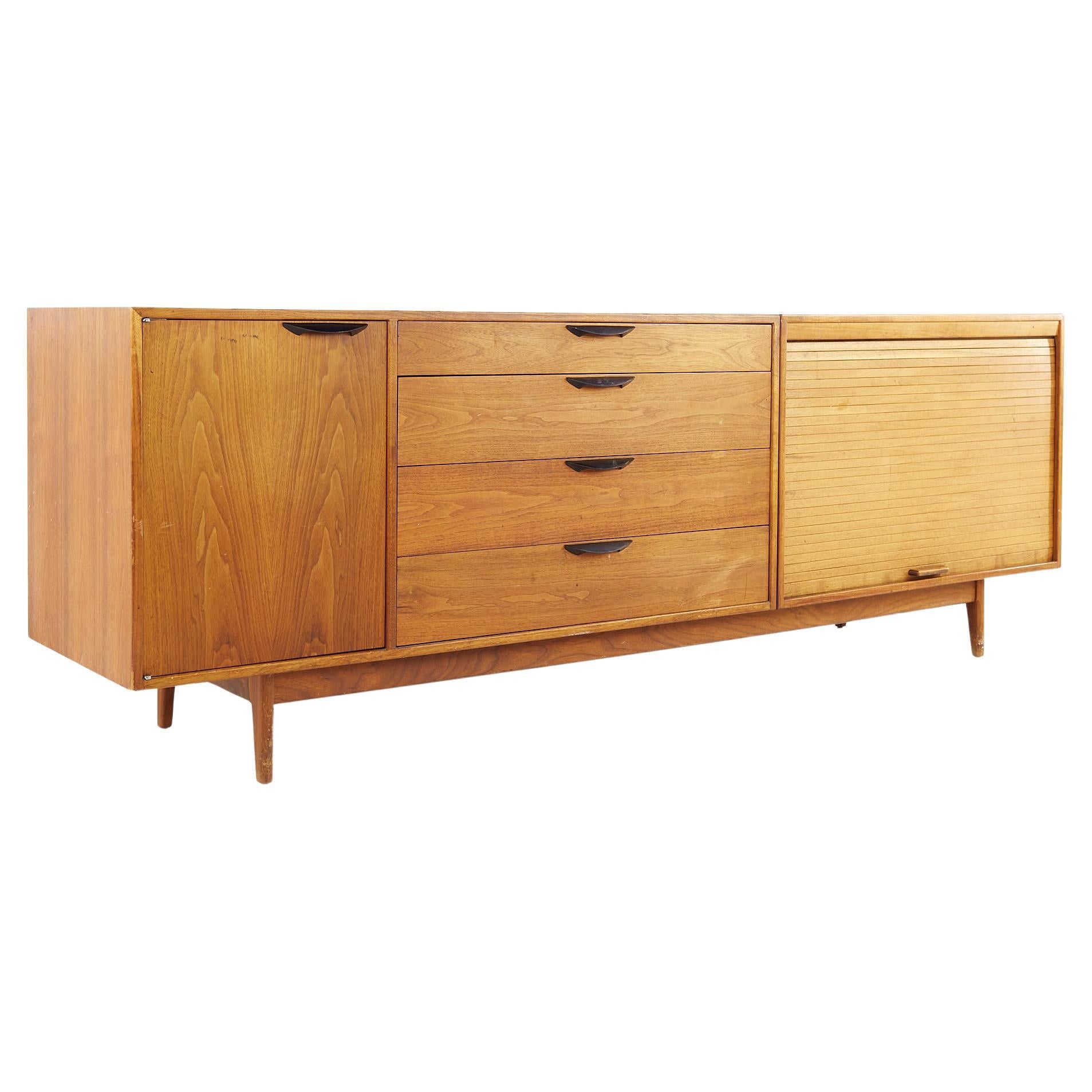 Jens Risom Mid Century Tambour Door Credenza