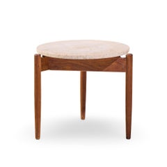 Jens Risom Mid Century Travertine Top Side End Table