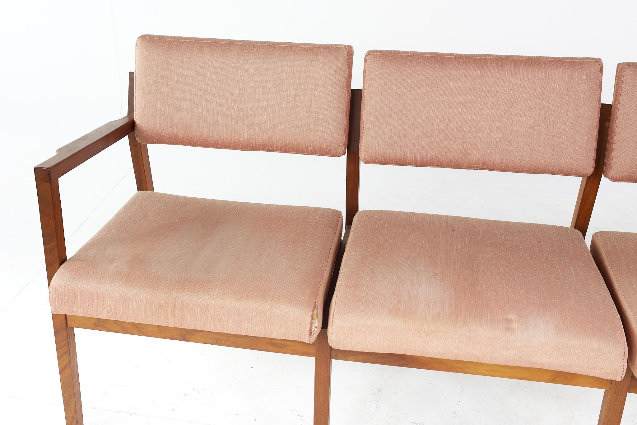 Late 20th Century Jens Risom Mid Century Walnut 3 Seat Sofa For Sale