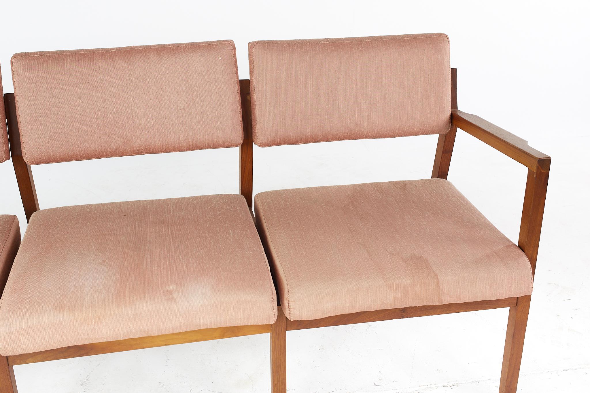 Jens Risom Mid Century Walnut 3 Seat Sofa For Sale 1