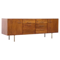 Jens Risom Mid Century Walnut and Brass Credenza