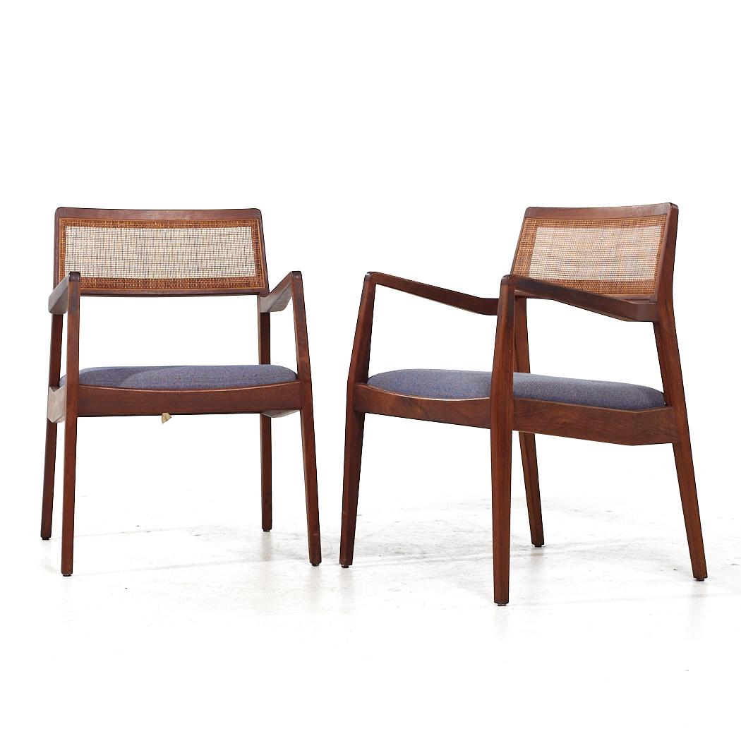 Mid-Century Modern Jens Risom Mid Century Walnut and Cane Playboy Chairs - Pair For Sale