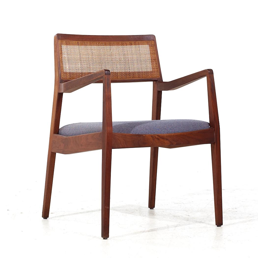 American Jens Risom Mid Century Walnut and Cane Playboy Chairs - Pair For Sale