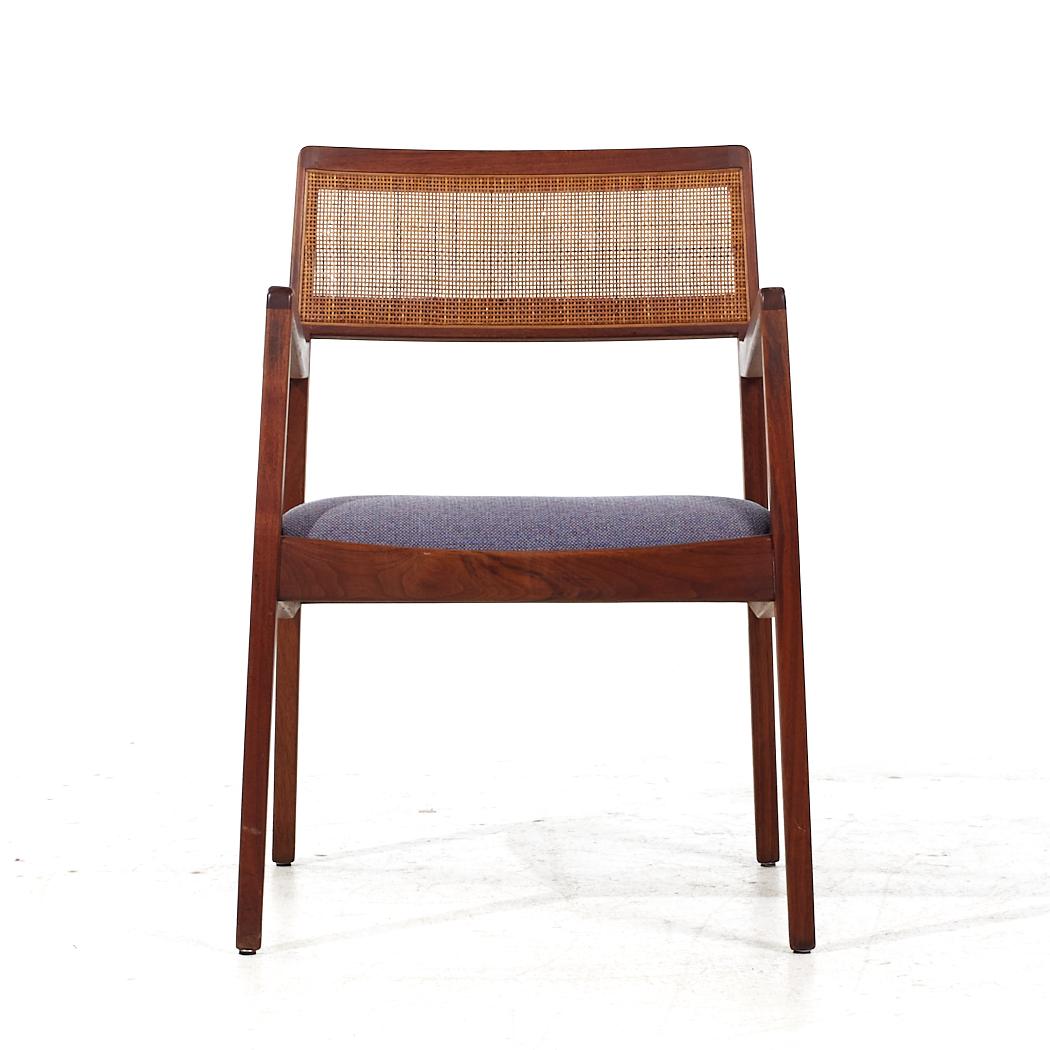 Jens Risom Mid Century Walnut and Cane Playboy Chairs - Pair In Good Condition For Sale In Countryside, IL