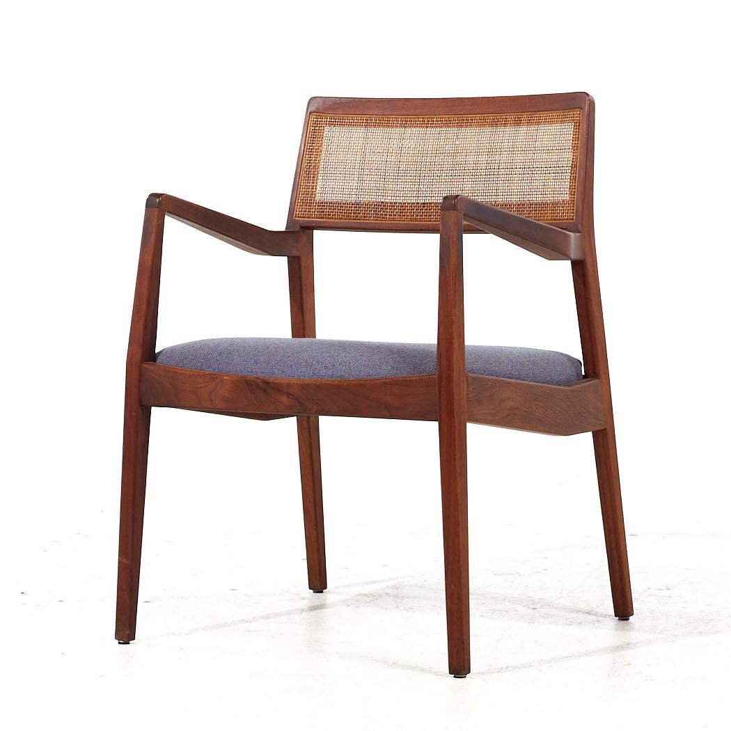 Late 20th Century Jens Risom Mid Century Walnut and Cane Playboy Chairs - Pair For Sale