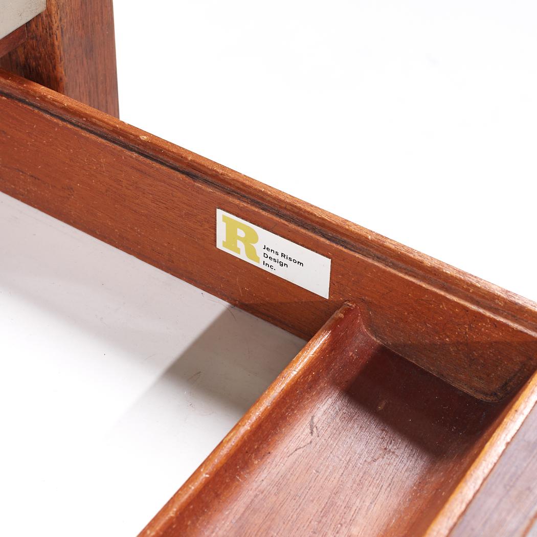 Jens Risom Mid Century Walnut and Leather Top Corner Desk For Sale 7