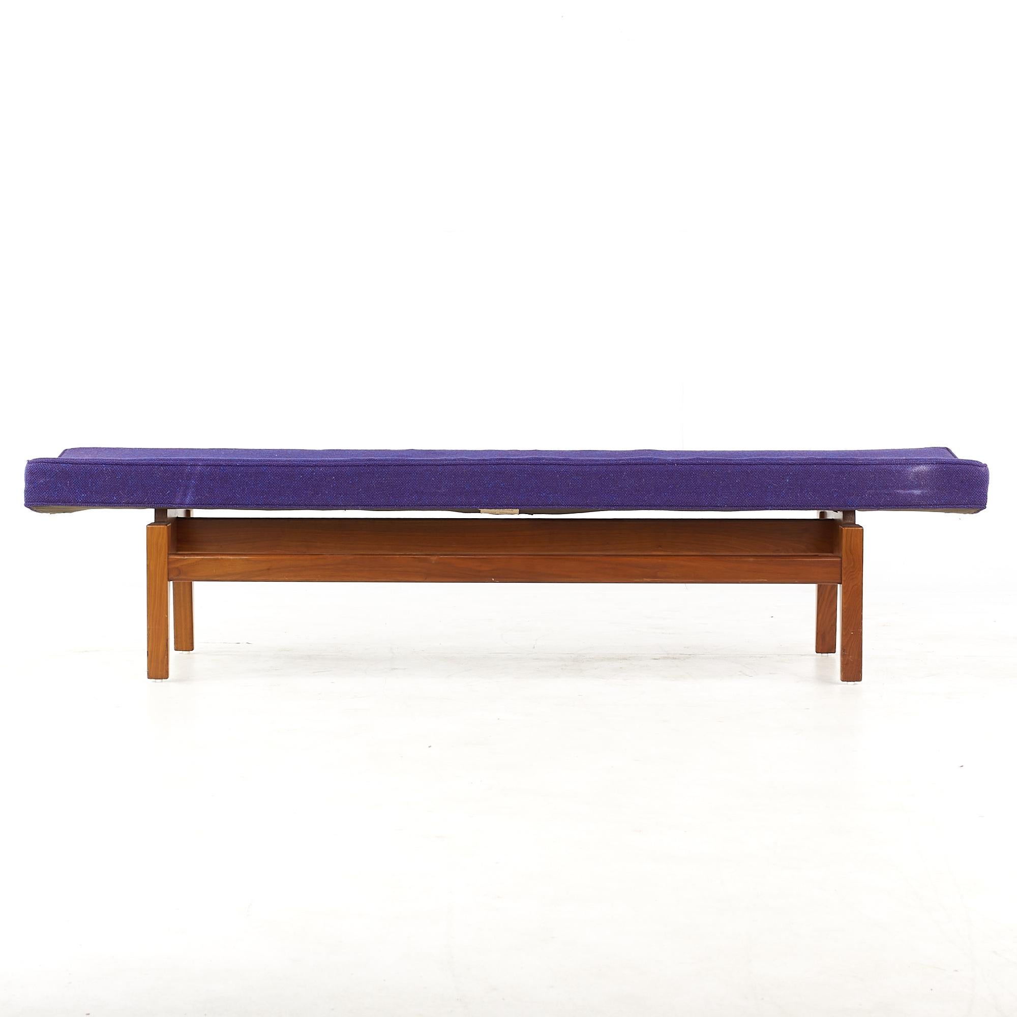 Upholstery Jens Risom Mid Century Walnut Bench