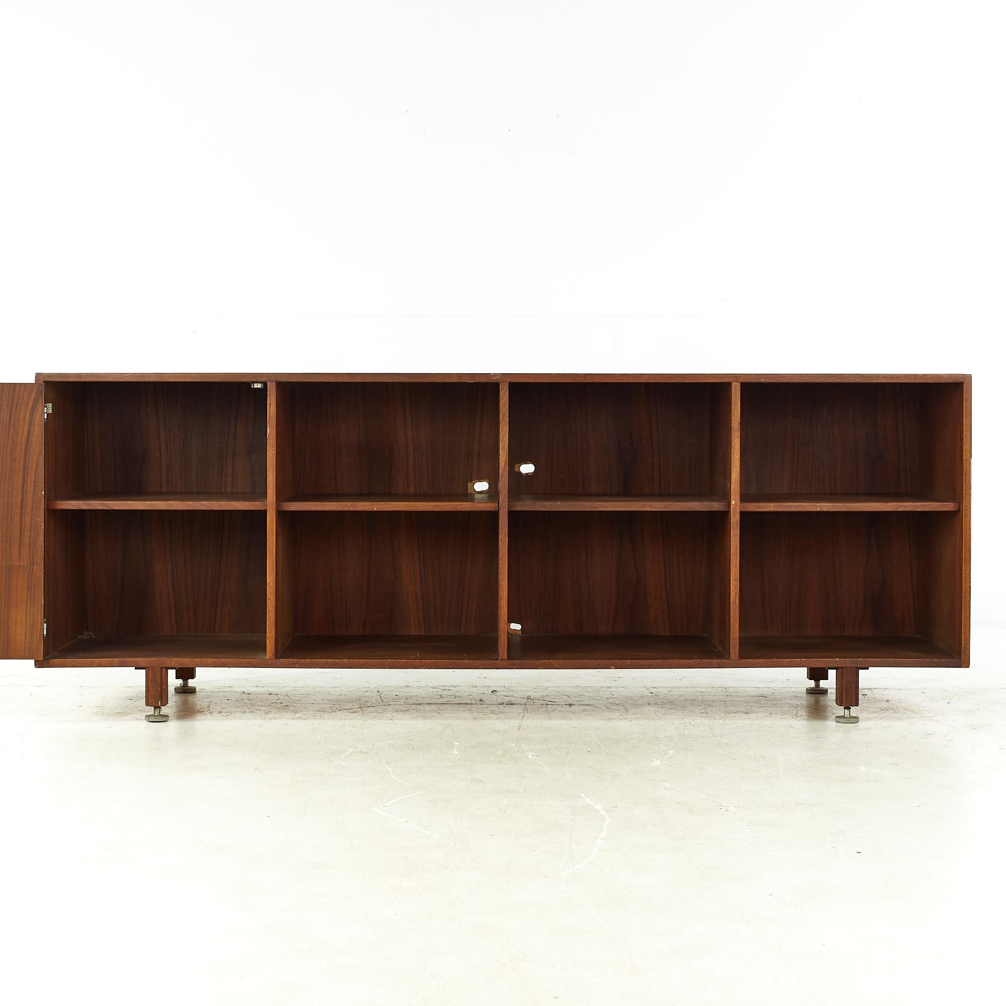 Late 20th Century Jens Risom Midcentury Walnut Bookcase Credenza For Sale