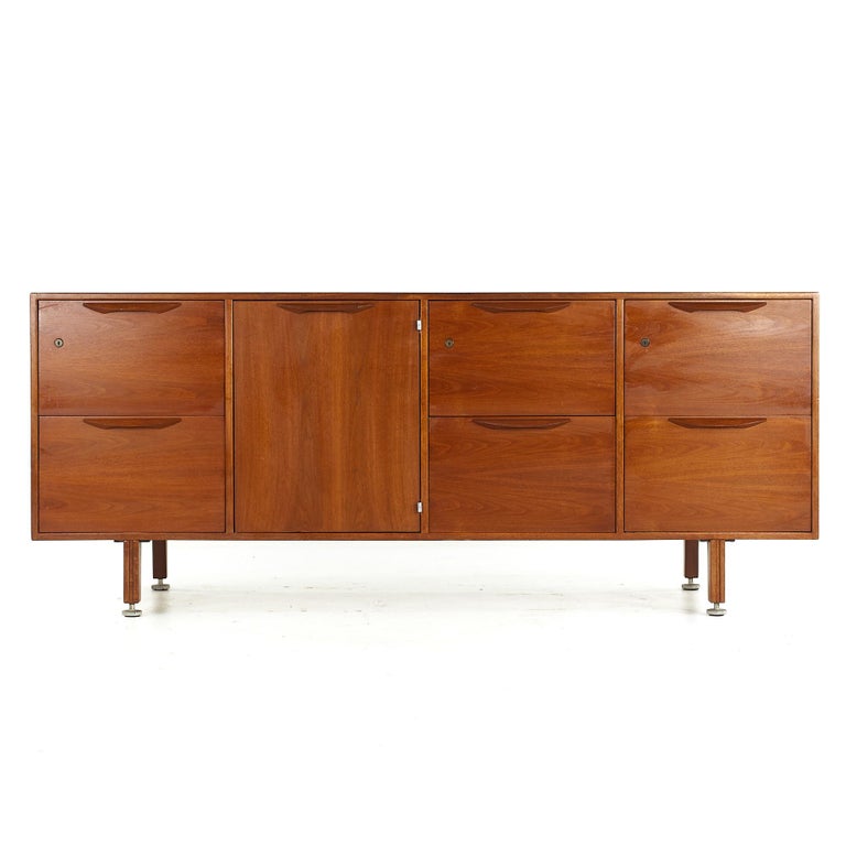 Jens Risom Mid Century Walnut Credenza For Sale at 1stDibs