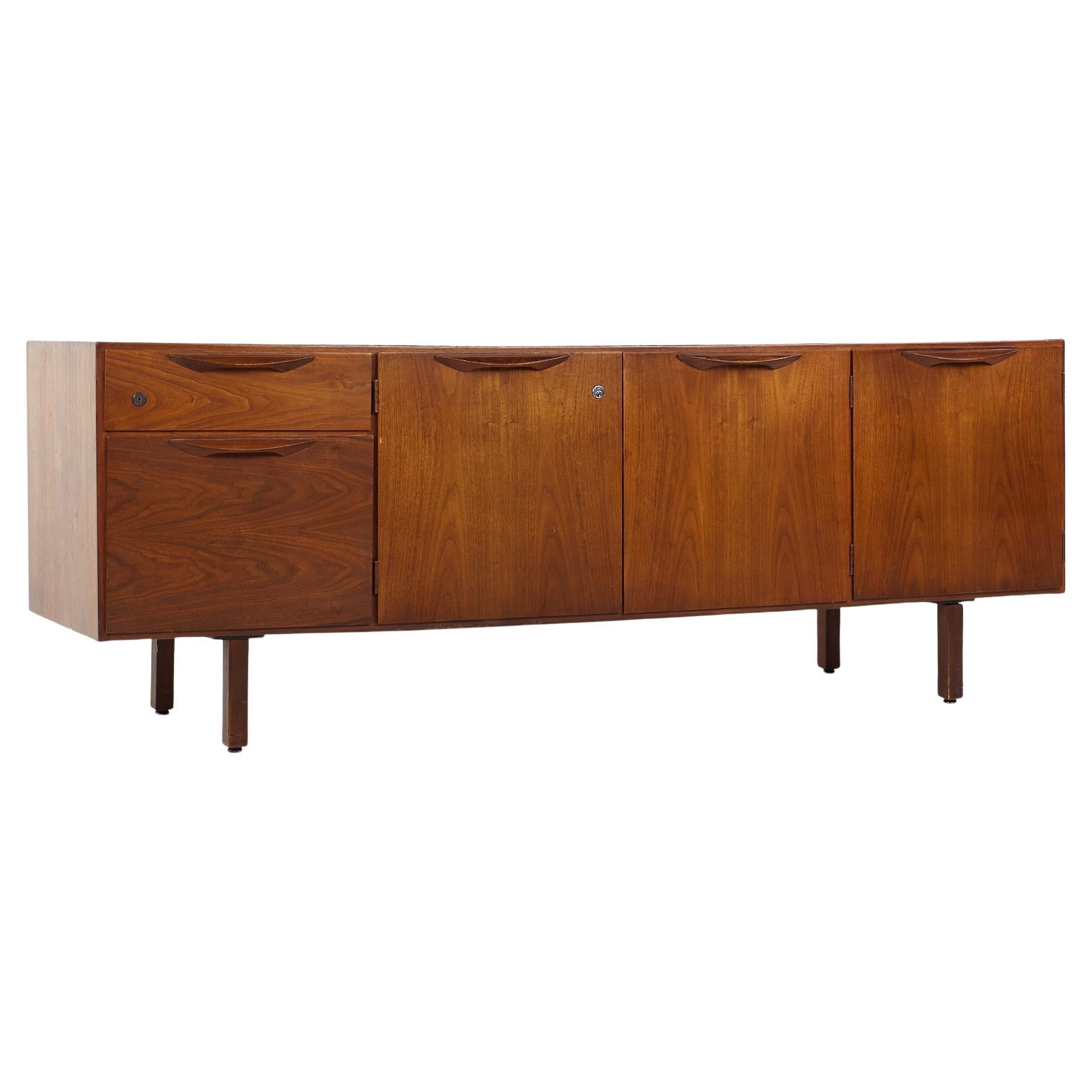 Jens Risom Mid Century Walnut Credenza For Sale