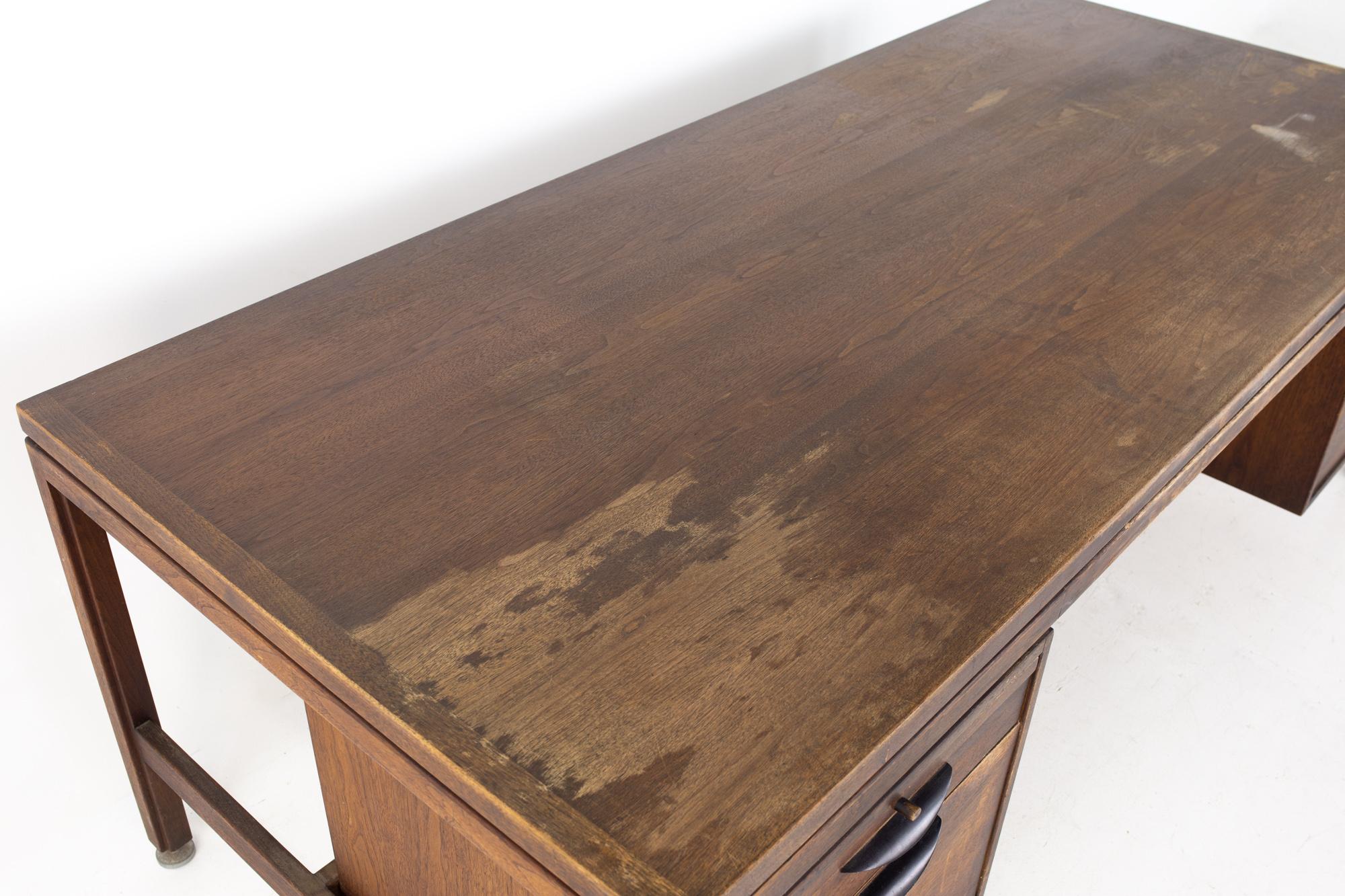 Jens Risom Mid Century Walnut Double Sided Executive Desk 1