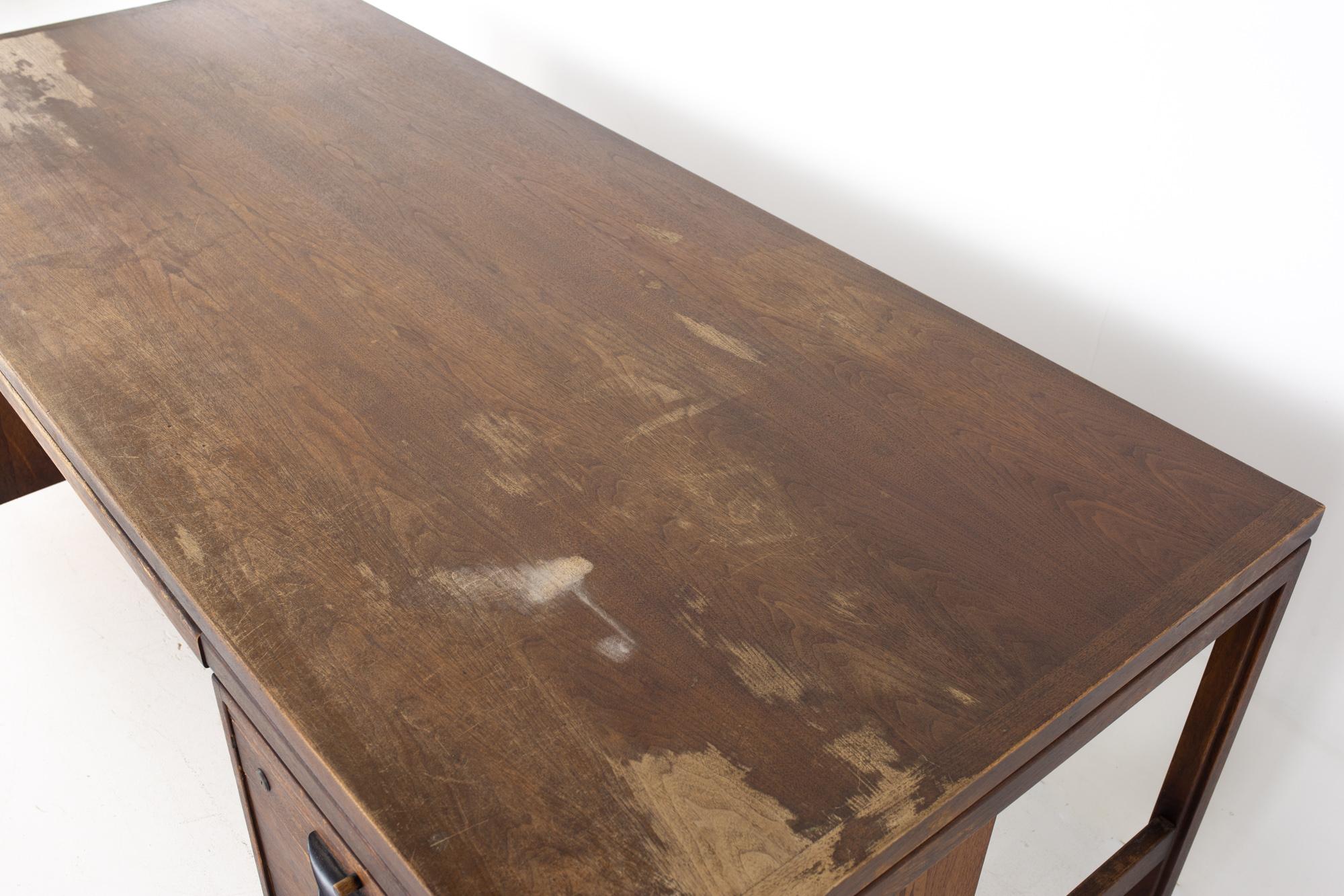 Jens Risom Mid Century Walnut Double Sided Executive Desk 2