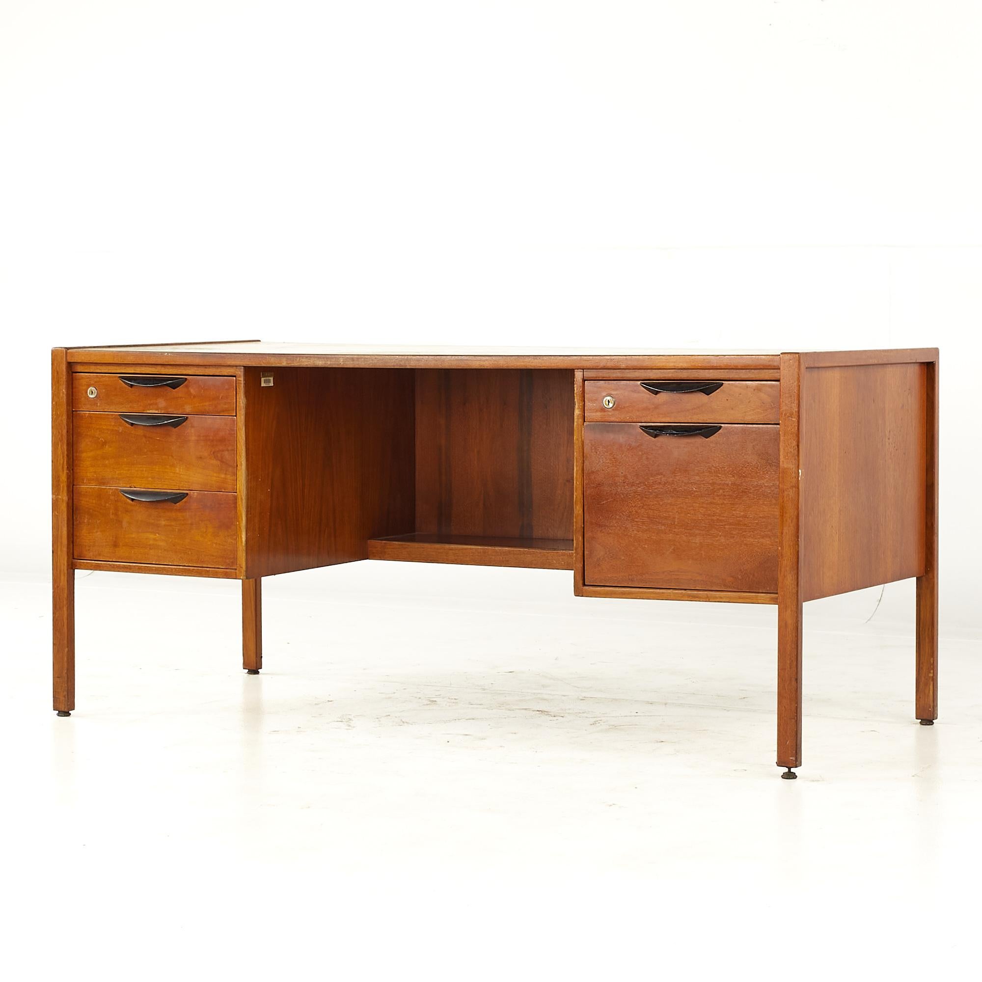 Mid-Century Modern Jens Risom Mid Century Walnut Executive Desk For Sale