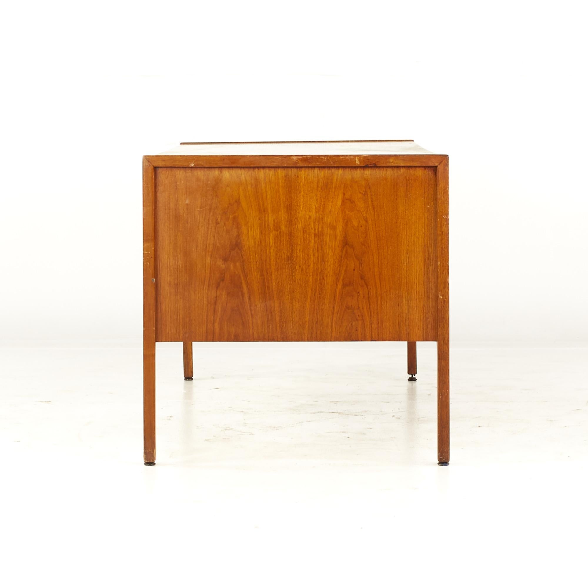 American Jens Risom Mid Century Walnut Executive Desk For Sale