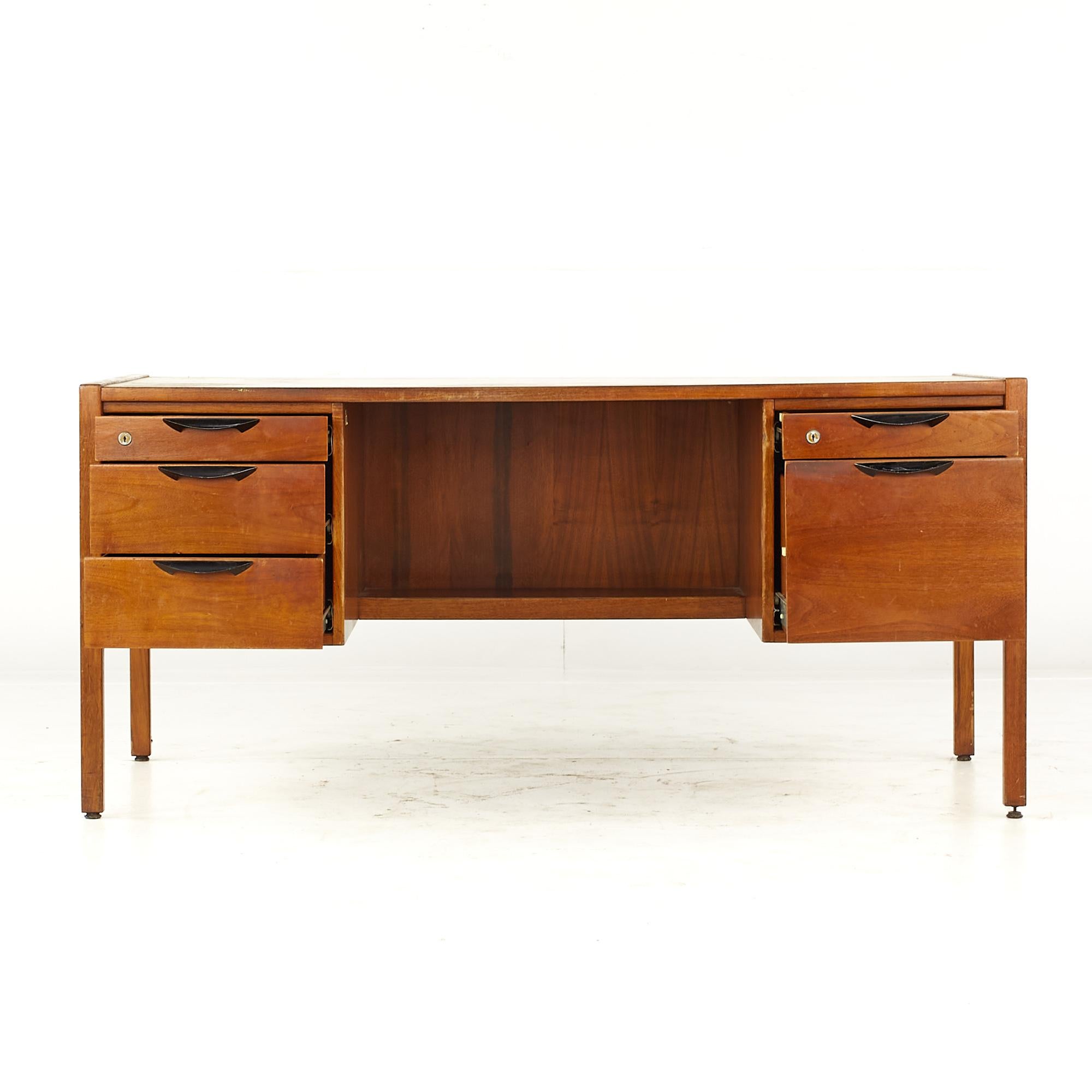 Jens Risom Mid Century Walnut Executive Desk For Sale 1