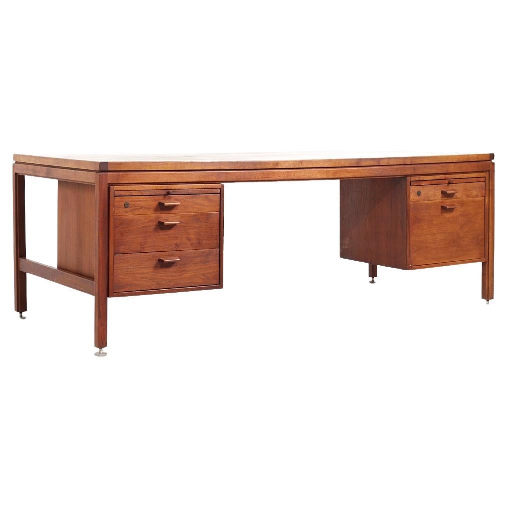 Jens Risom Mid Century Walnut Executive Desk For Sale