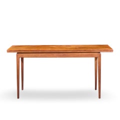 Jens Risom Mid Century Walnut Flip Top Console Dining Table
