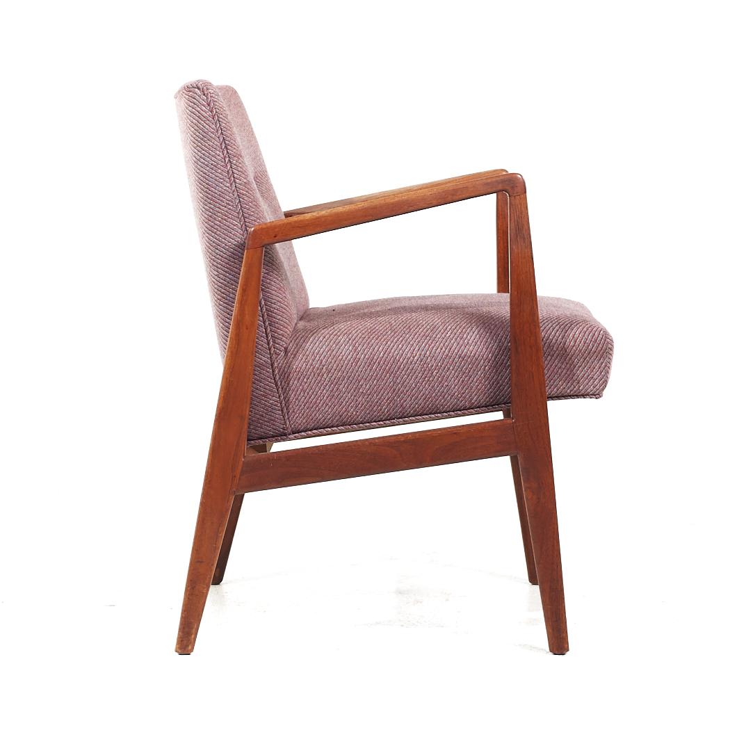 Upholstery Jens Risom Mid Century Walnut Lounge Chair For Sale