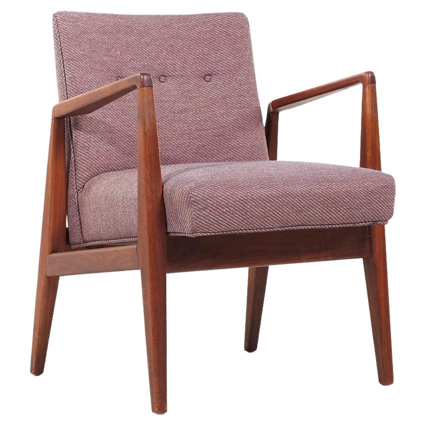 Jens Risom Mid Century Walnut Lounge Chair For Sale