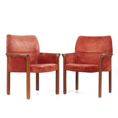 Jens Risom Mid Century Walnut Lounge Chairs - Pair