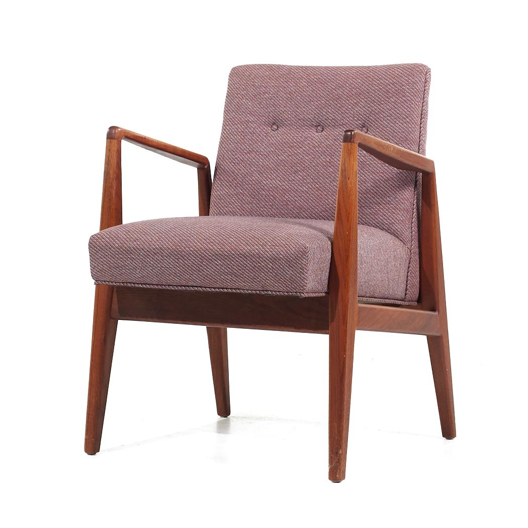 Late 20th Century Jens Risom Mid Century Walnut Lounge Chairs - Pair For Sale