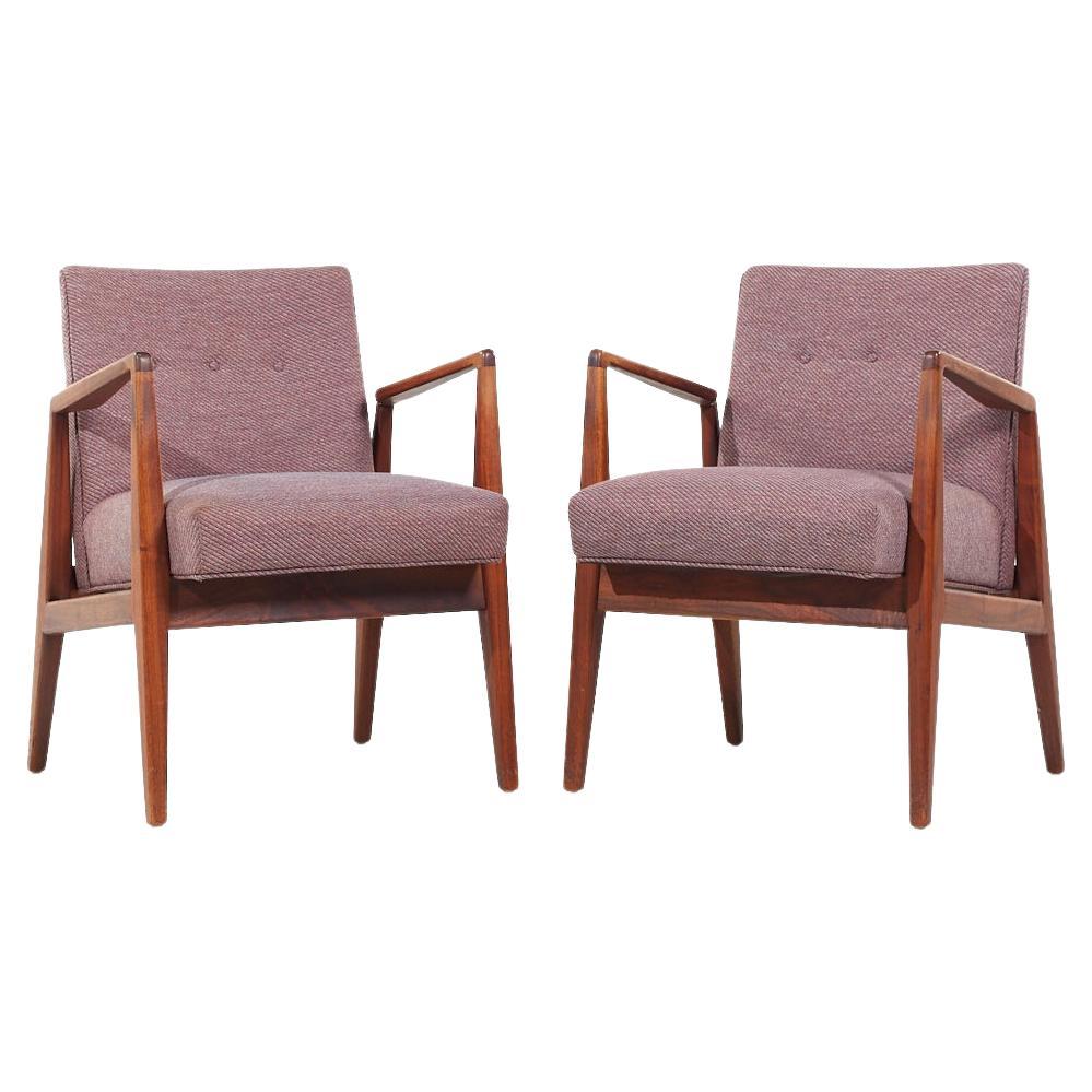 SOLD 03/18/24 Jens Risom Mid Century Walnut Lounge Chairs – Pair