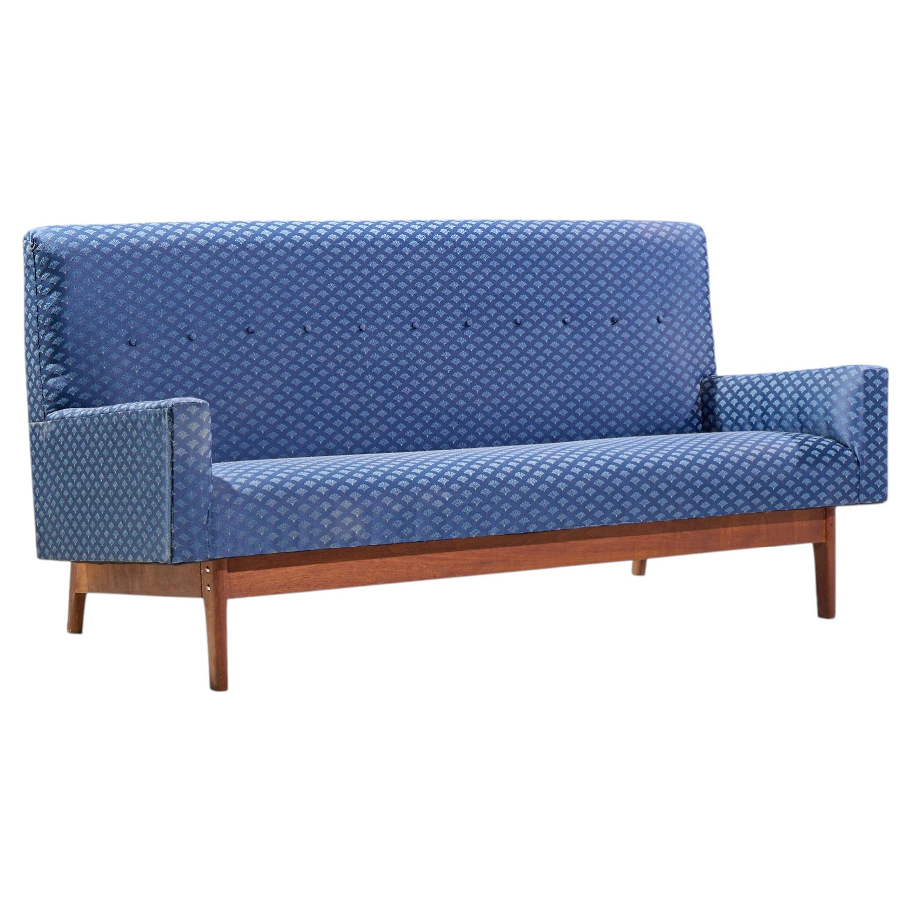 Jens Risom Mid Century Walnut Loveseat Sofa For Sale