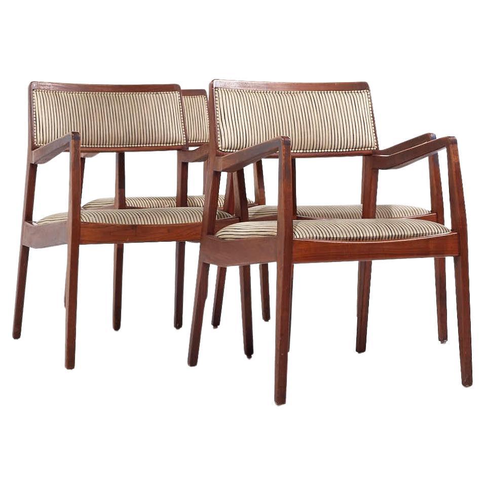 Jens Risom Mid Century Walnut Playboy Dining Chairs - Set of 4 For Sale