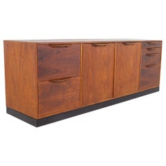 Jens Risom Mid Century Walnut Plinth Based Credenza