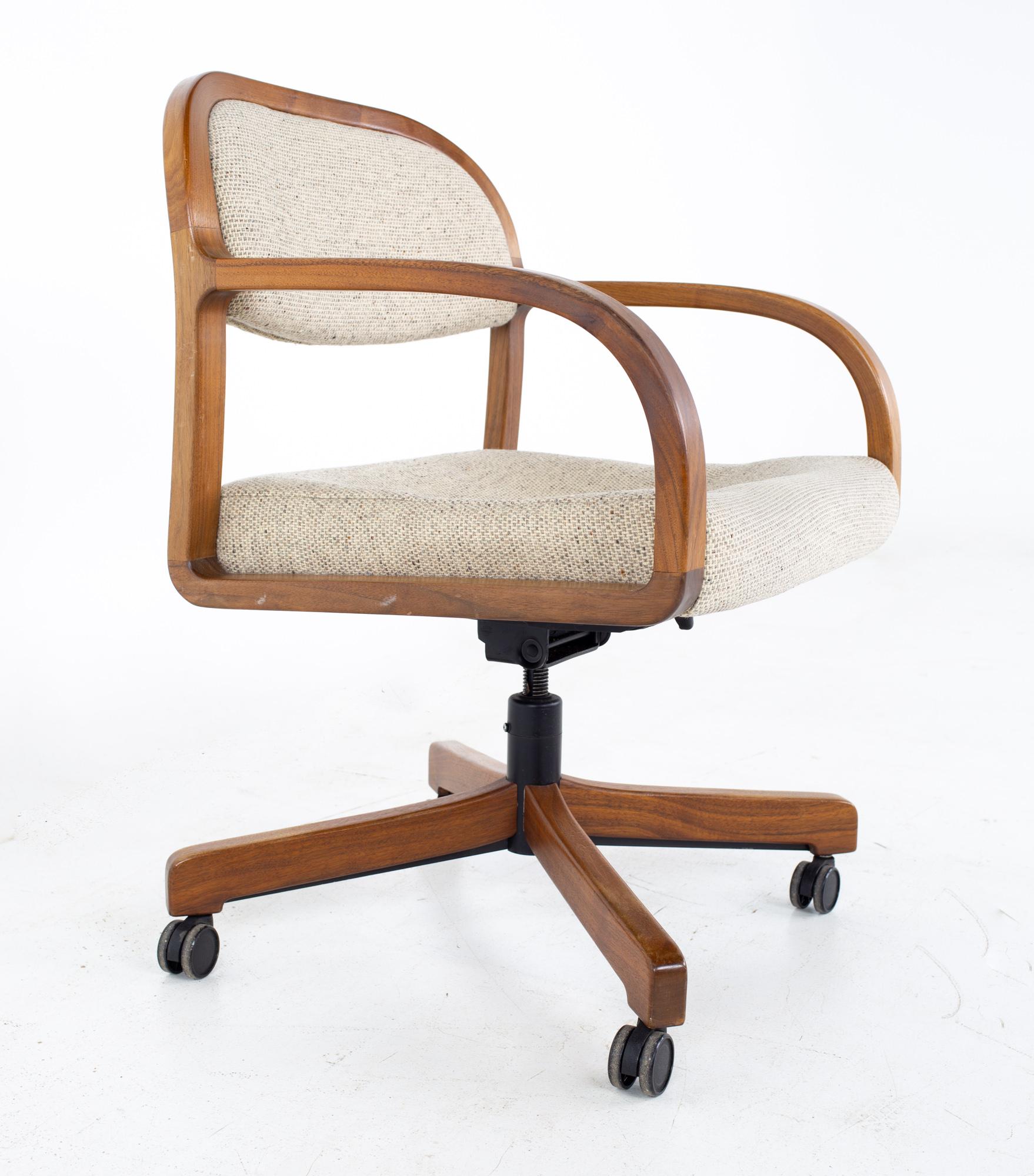 Mid-Century Modern Jens Risom Mid Century Walnut Rolling Office Desk Chair
