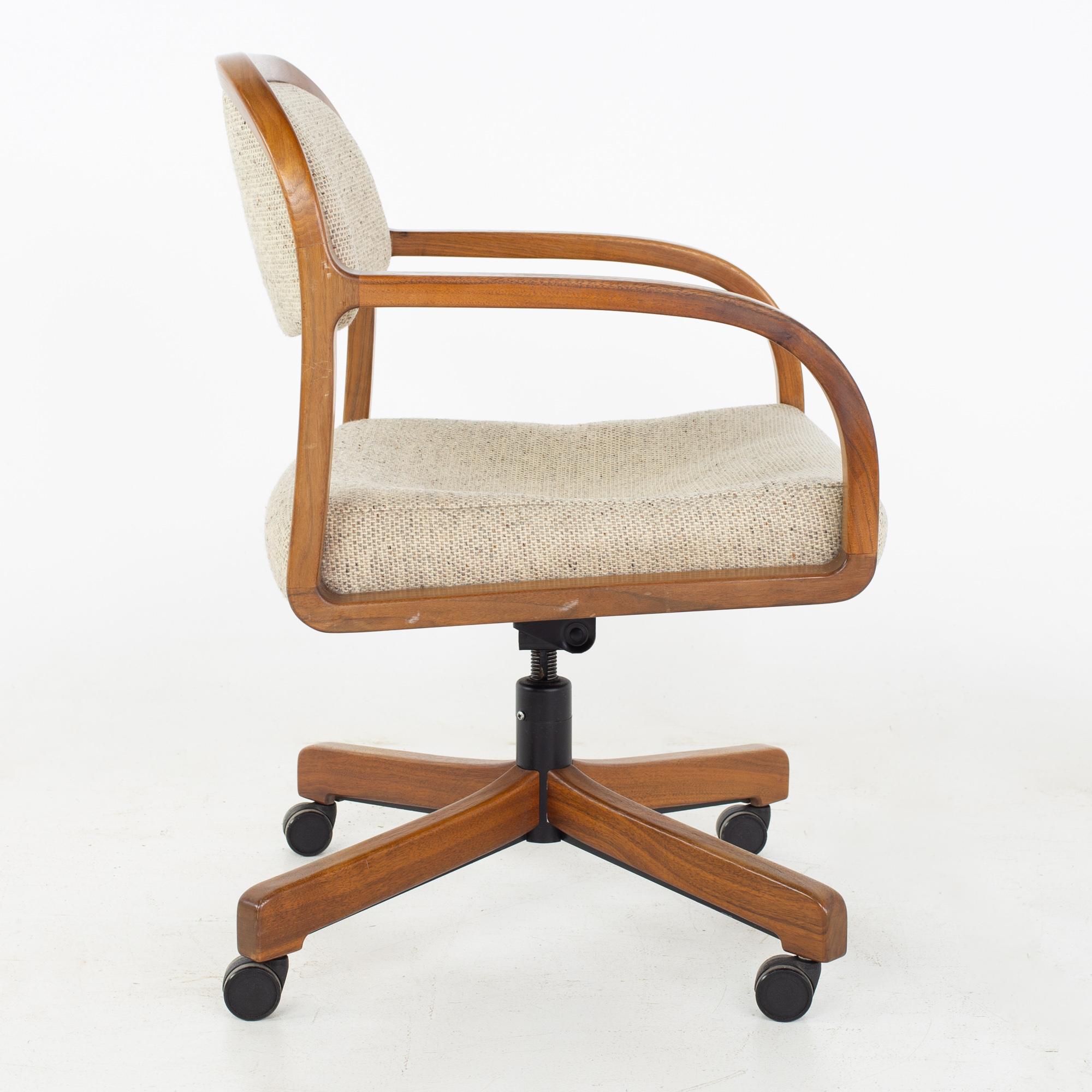 Late 20th Century Jens Risom Mid Century Walnut Rolling Office Desk Chair