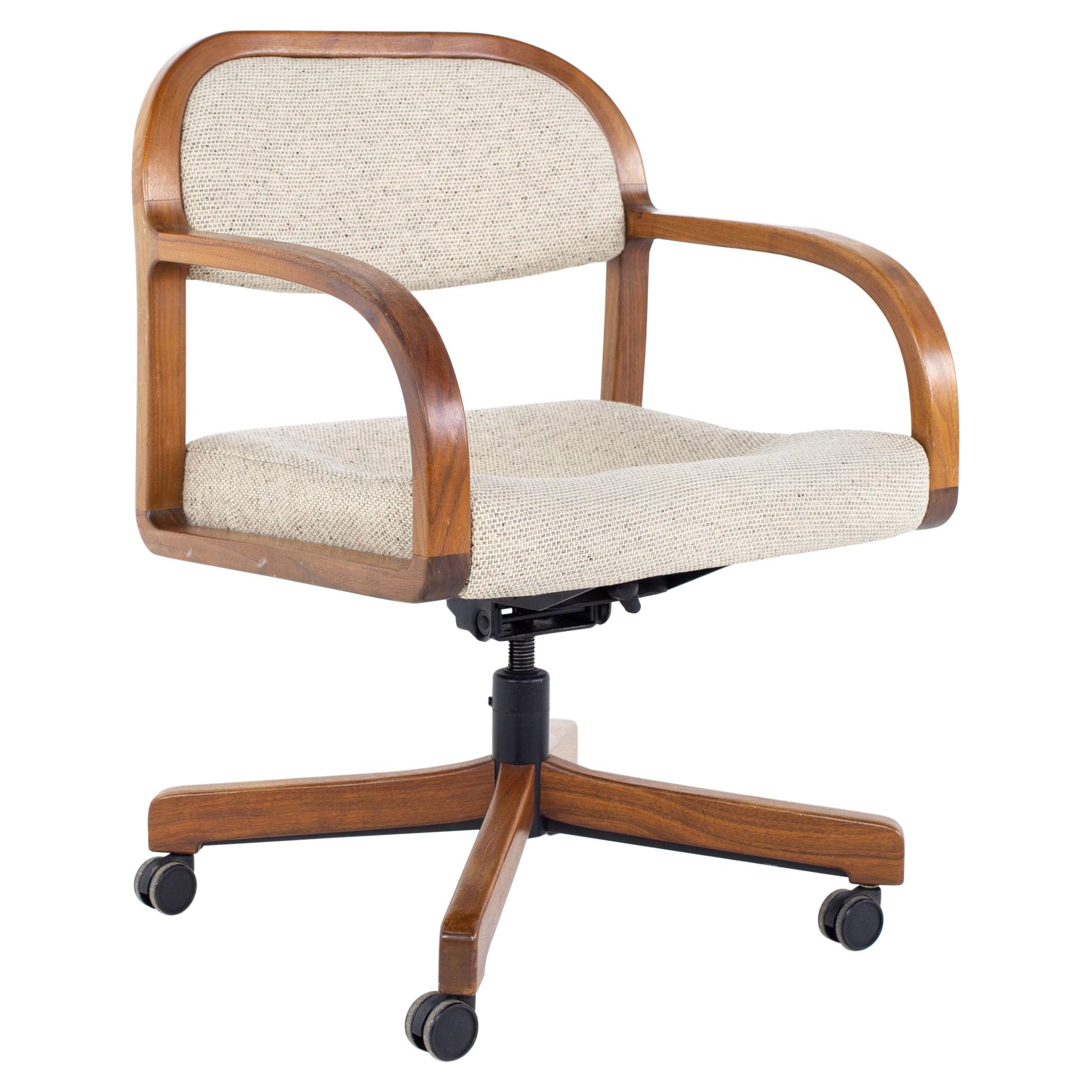 Jens Risom Mid Century Walnut Rolling Office Desk Chair