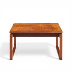 Jens Risom Mid Century Walnut Sled Leg Coffee Table