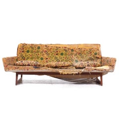 Jens Risom Mid Century Walnut Sled Leg Sofa