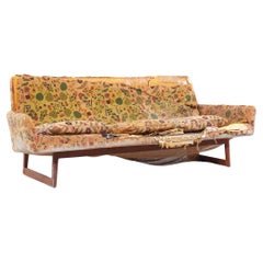 Vintage Jens Risom Mid Century Walnut Sled Leg Sofa