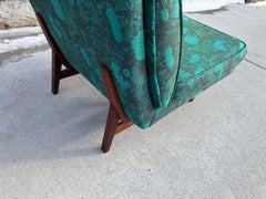 Jens Risom Mid Century Walnut Slipper Lounge Chair