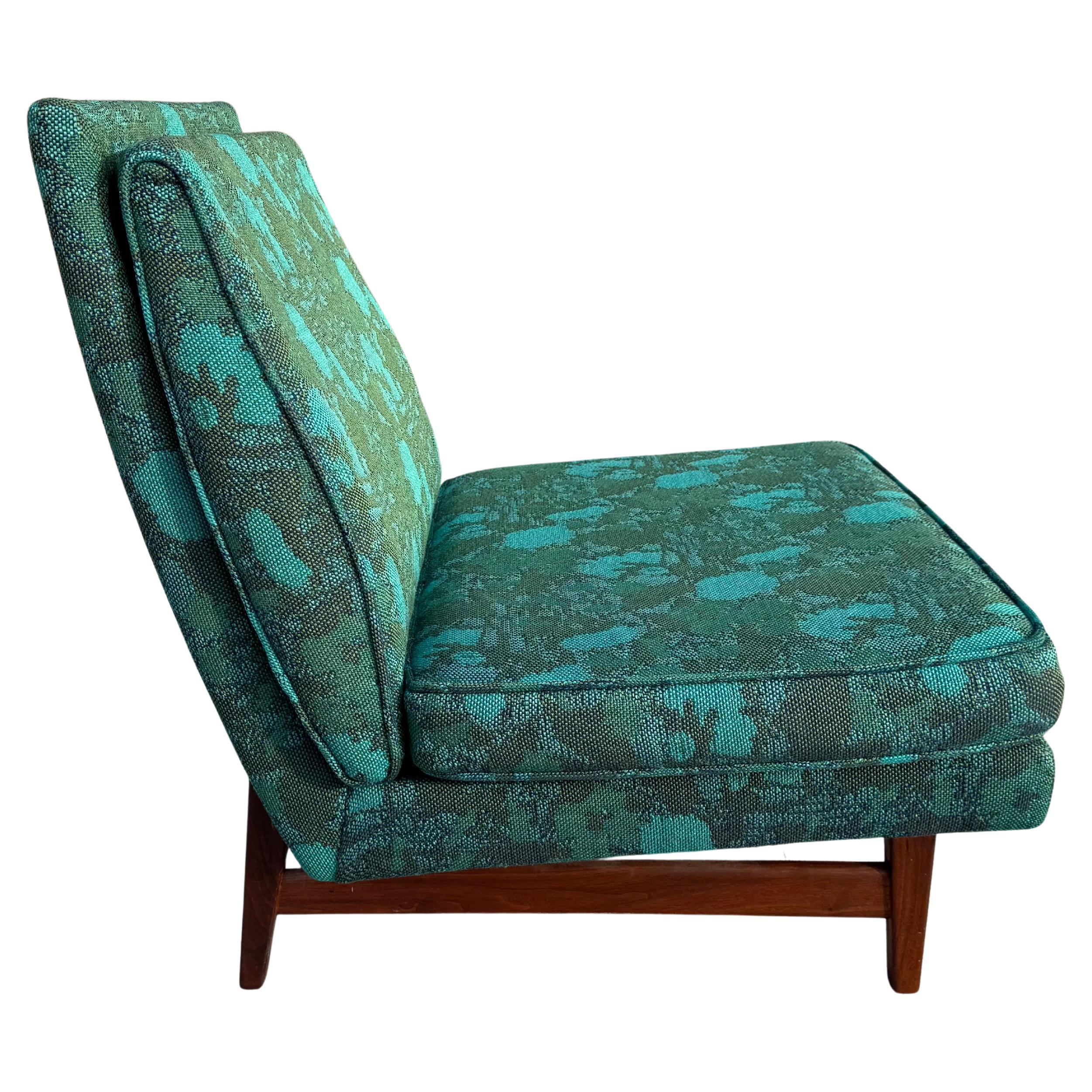 Jens Risom Mid Century Walnut Slipper Lounge Chair For Sale