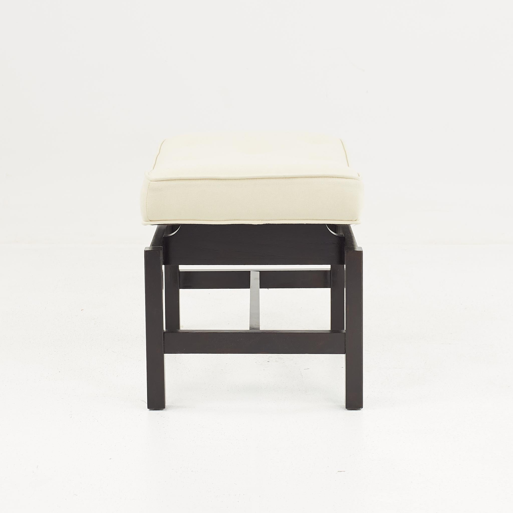 Upholstery Jens Risom Mid Century Walnut Stools - Pair For Sale