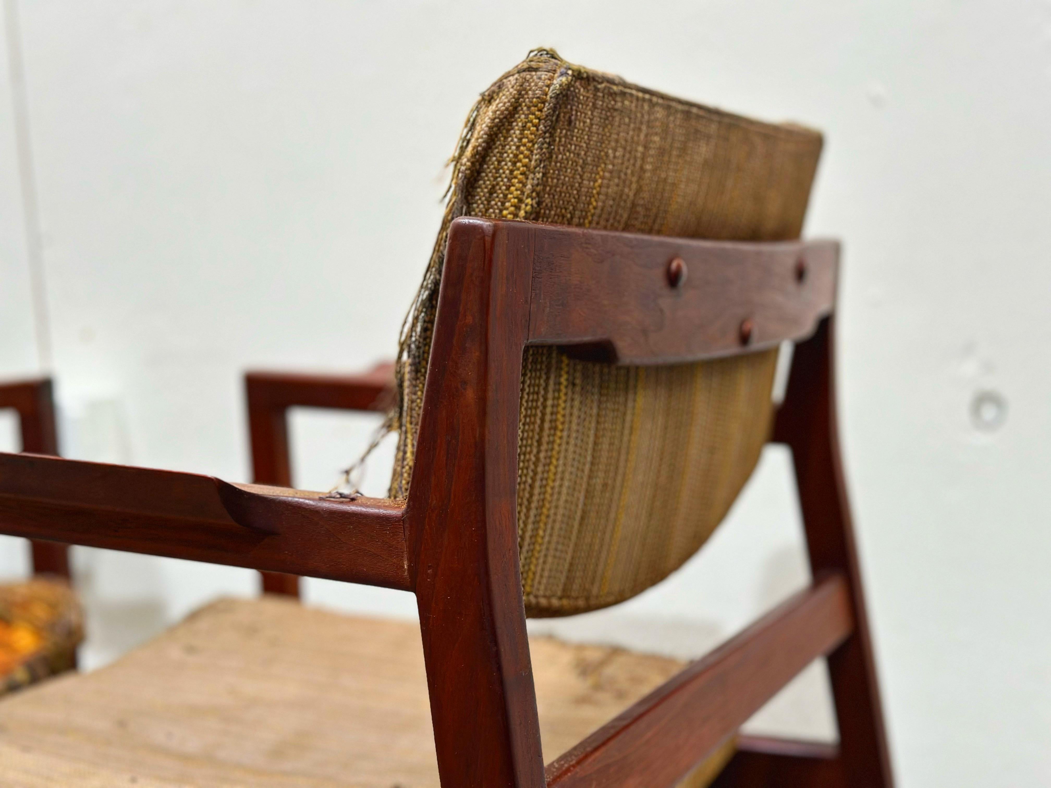 Jens Risom Midcentury Modern Arm Chairs - Set of 8 - Model C170 - Black Walnut For Sale 4