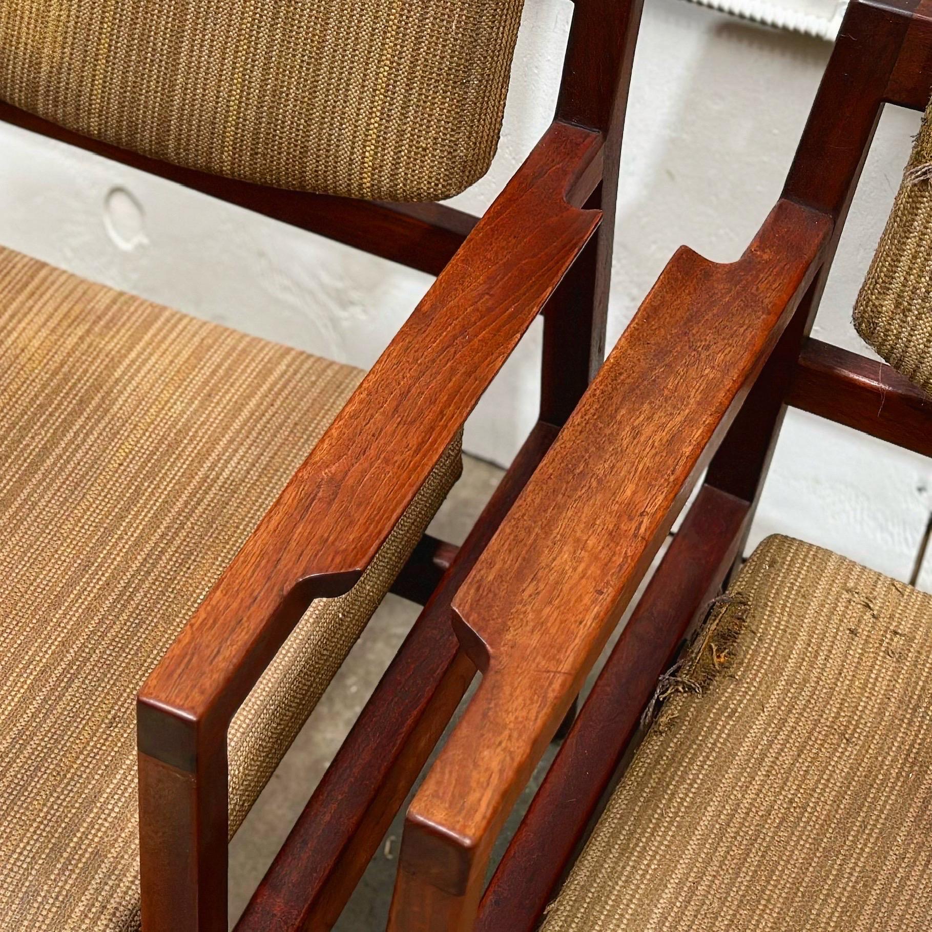 American Jens Risom Midcentury Modern Arm Chairs - Set of 8 - Model C170 - Black Walnut For Sale