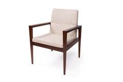 Jens Risom Midcentury Walnut & Cream Occasional Chairs