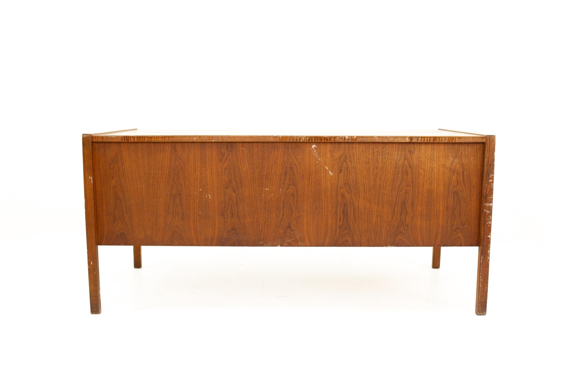 Mid-Century Modern Jens Risom Mid Century Walnut Single Sided 2-Drawer Desk