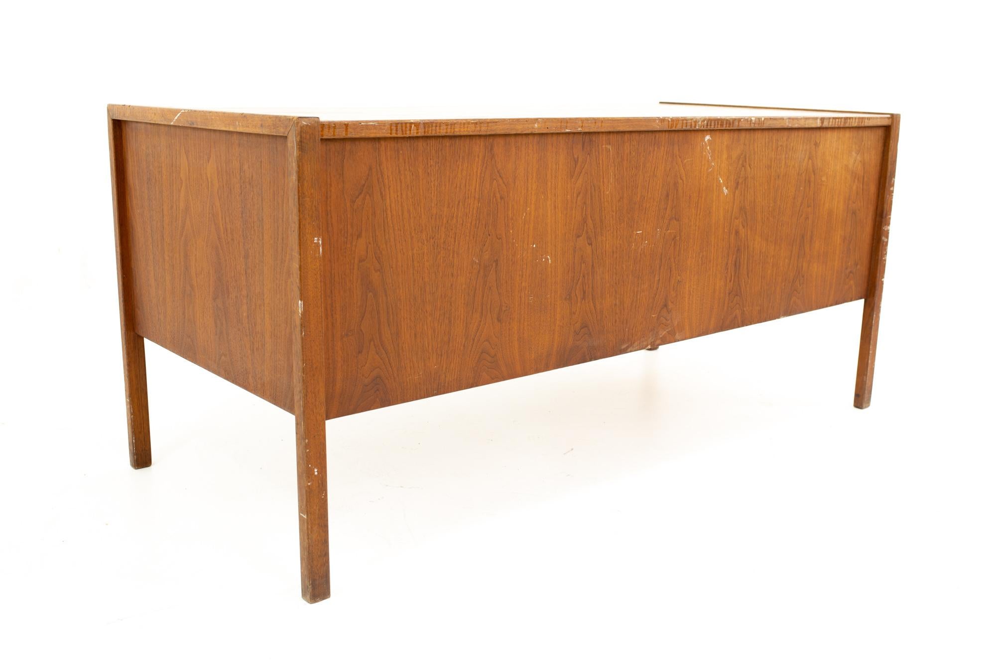 Late 20th Century Jens Risom Mid Century Walnut Single Sided 2-Drawer Desk