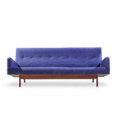 Jens Risom Model U-150 Mid Century Walnut Bracket Back Sofa