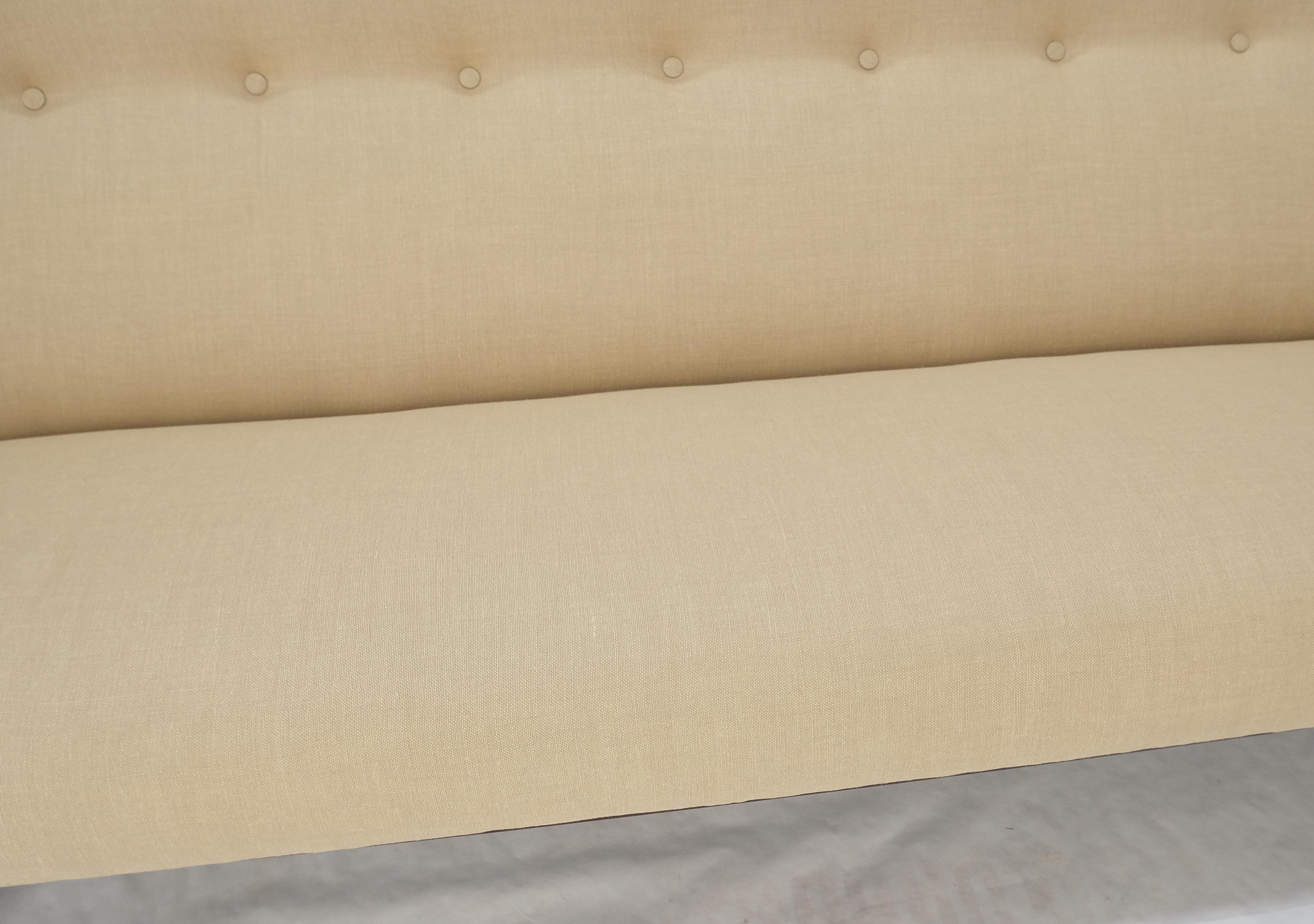 Jens Risom NEW Beige Linen Upholstery Oiled Walnut Frame c1960s Sofa Couch MINT! For Sale 5