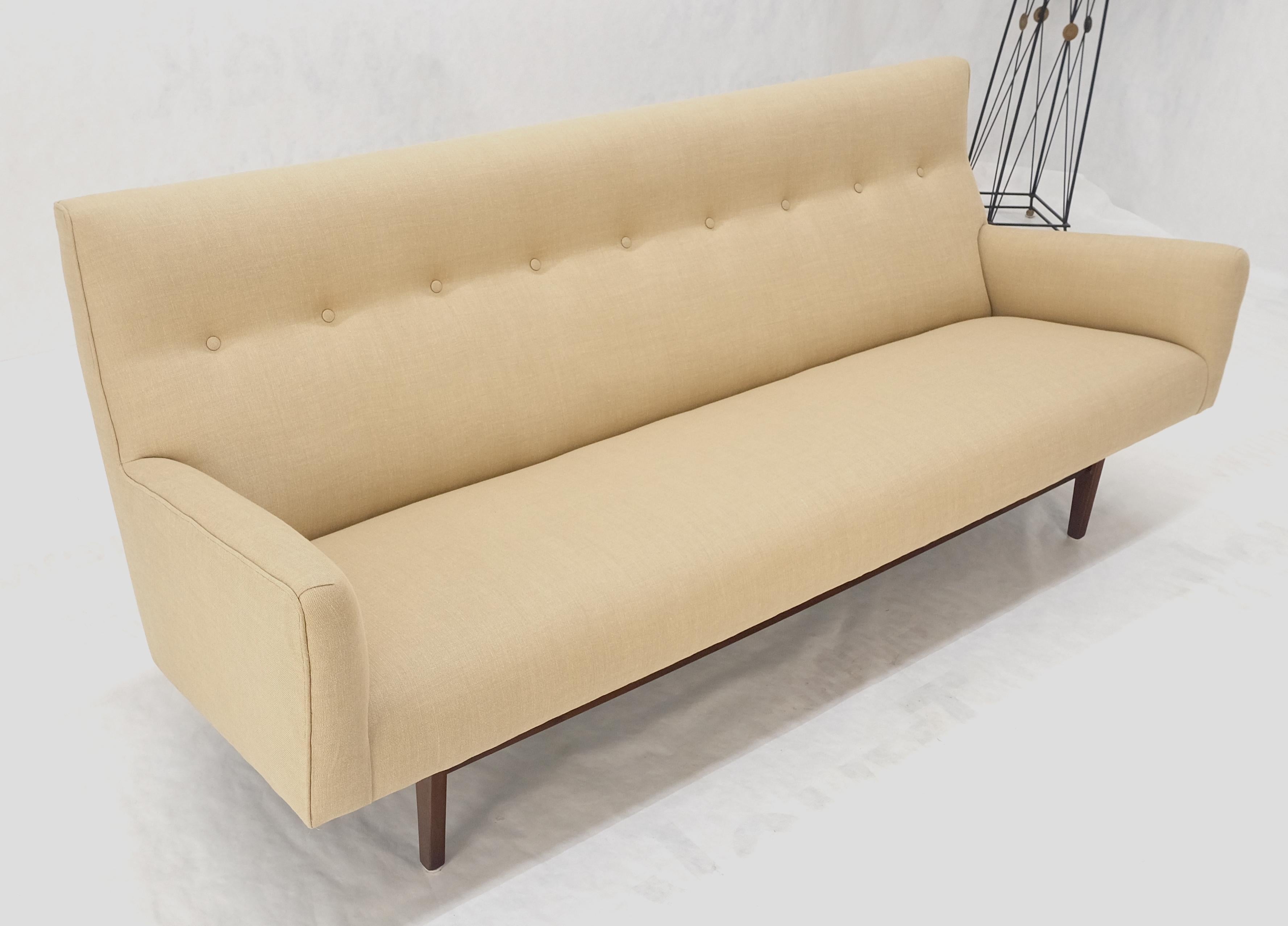 Jens Risom NEW Beige Linen Upholstery Oiled Walnut Frame c1960s Sofa Couch MINT! For Sale 8