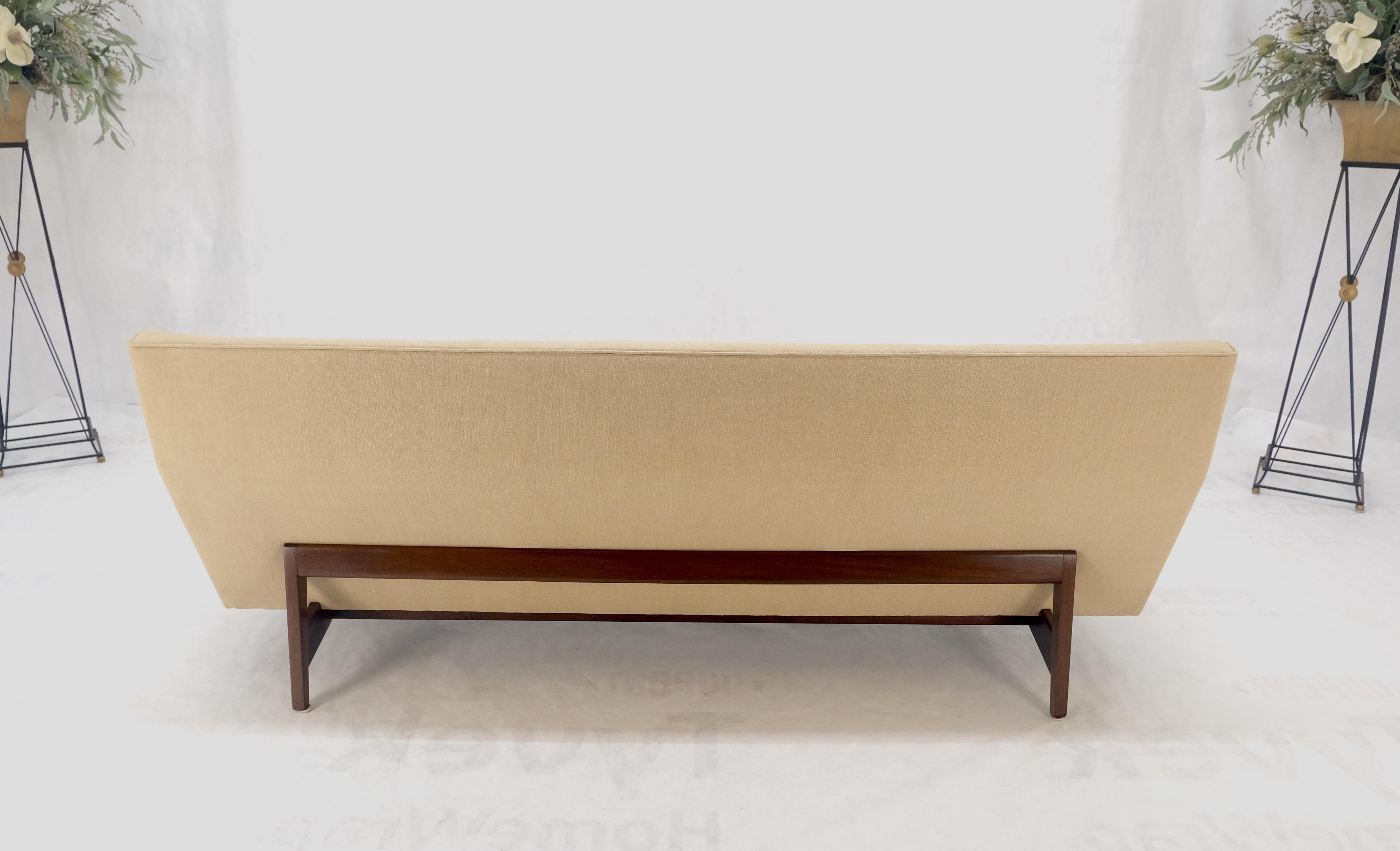 Jens Risom NEW Beige Linen Upholstery Oiled Walnut Frame c1960s Sofa Couch MINT! For Sale 9