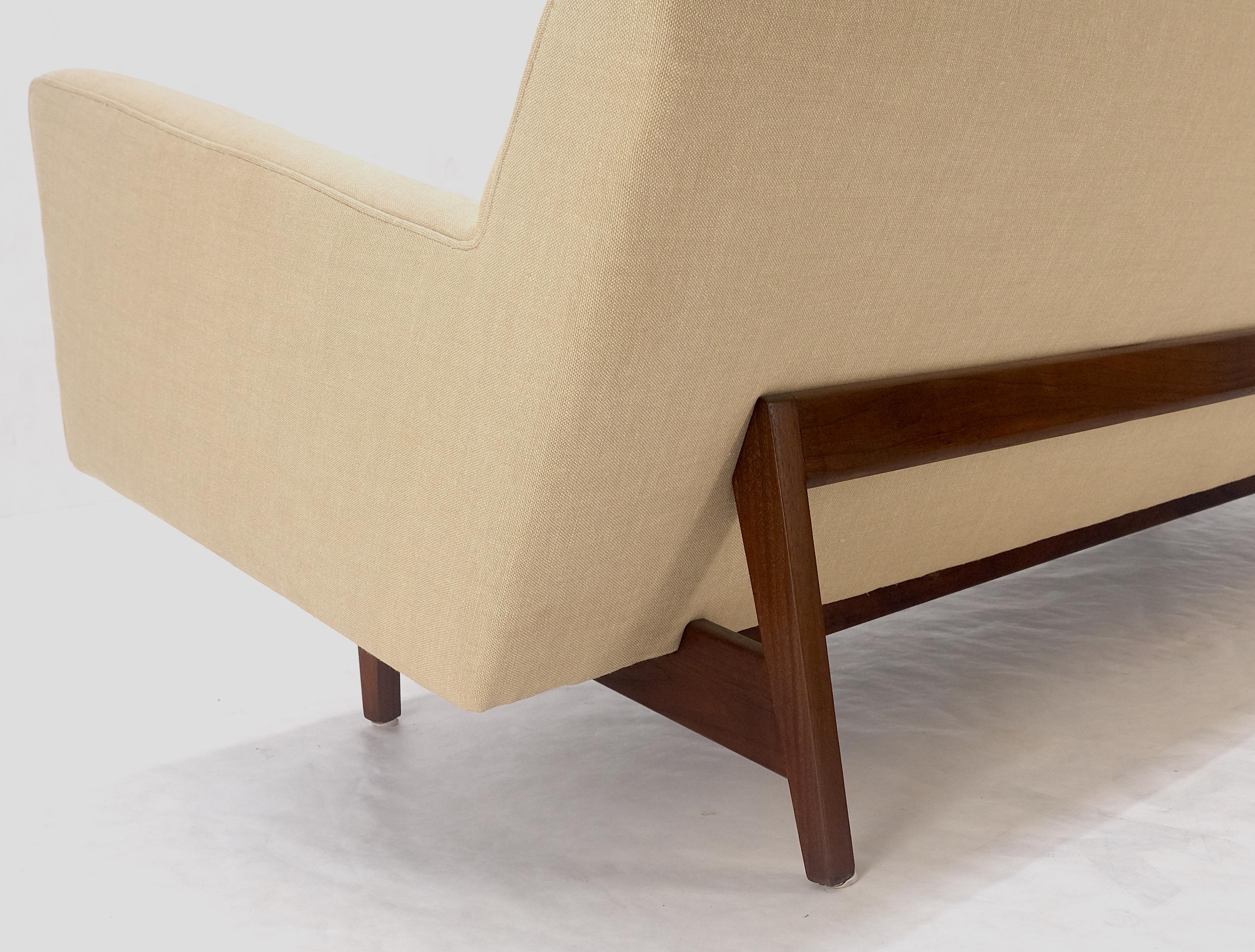 Jens Risom NEW Beige Linen Upholstery Oiled Walnut Frame c1950s U-150 Sofa Couch MINT!